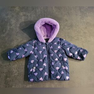 Rothschild Baby Girls Foil Heart Quilted Jacket-Size 12 Months